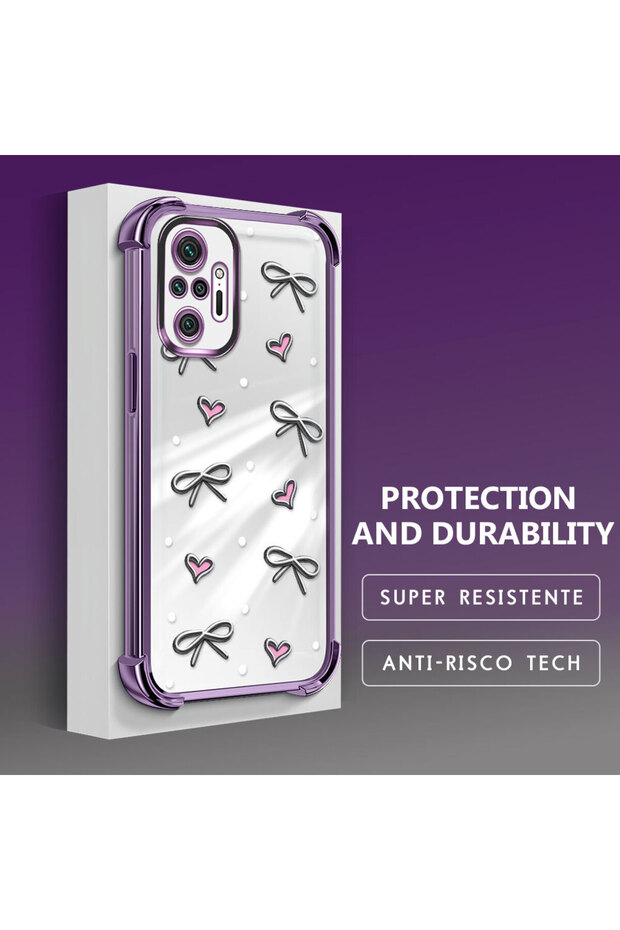 Xiaomi Redmi Note 10 Pro Compatible Transparent Silicone Flutter Protective Case Heart Patterns - 4