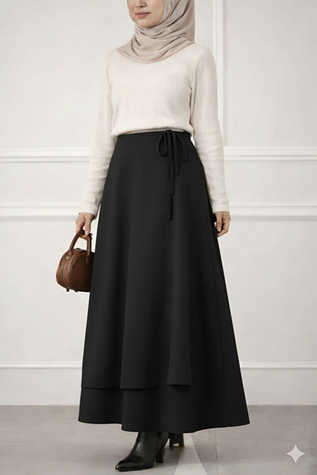 Scuba Fabric Wrap Tie Skirt