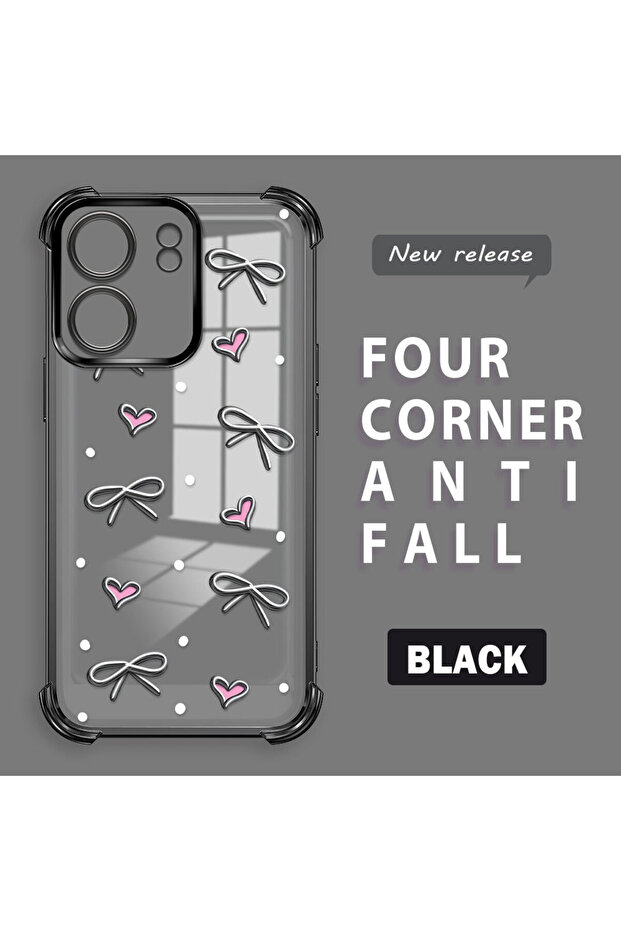 حافظة حماية من السيليكون الشفاف المتوافقة مع Xiaomi Poco C65 بأنماط قلب - 1