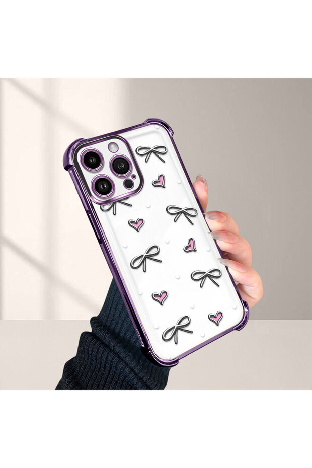 حافظة واقية من السيليكون الشفاف المتوافقة مع هاتف iPhone 14 Pro Max بأنماط قلب - 4