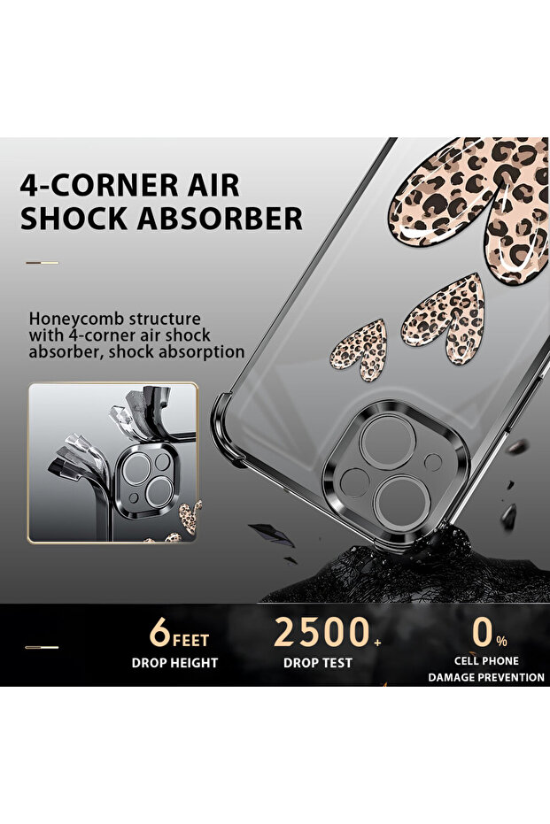 iPhone 16 Compatible Transparent Silicone Flutter Protective Case Leopard Patterns - 6
