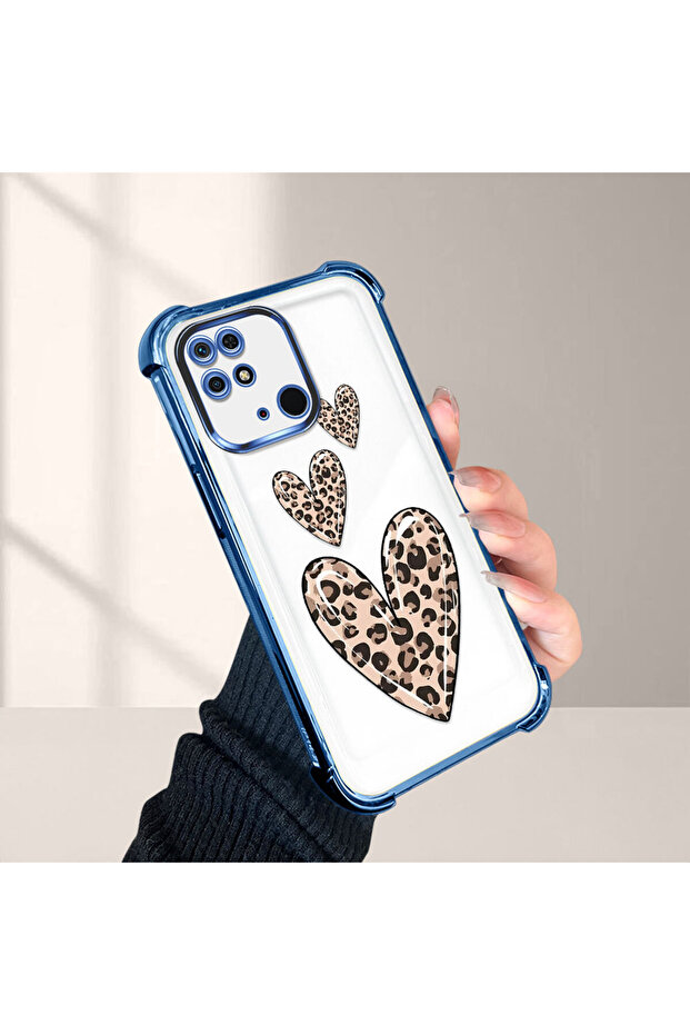 Xiaomi Redmi 10C Compatible Transparent Silicone Flutter Protective Case Leopard Patterns - 1