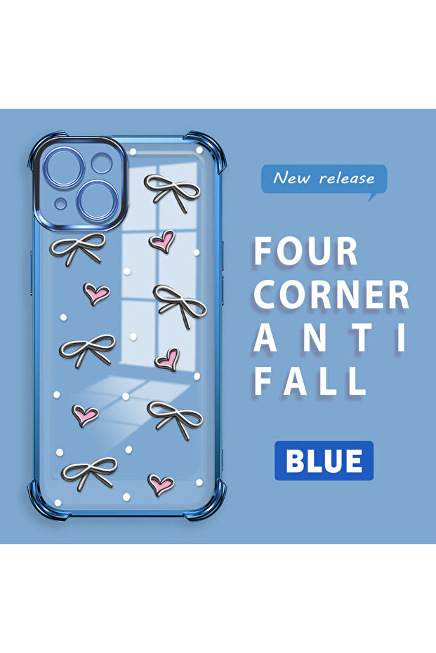 حافظة حماية من السيليكون الشفاف المتوافقة مع iPhone 14 بأنماط قلب - 1