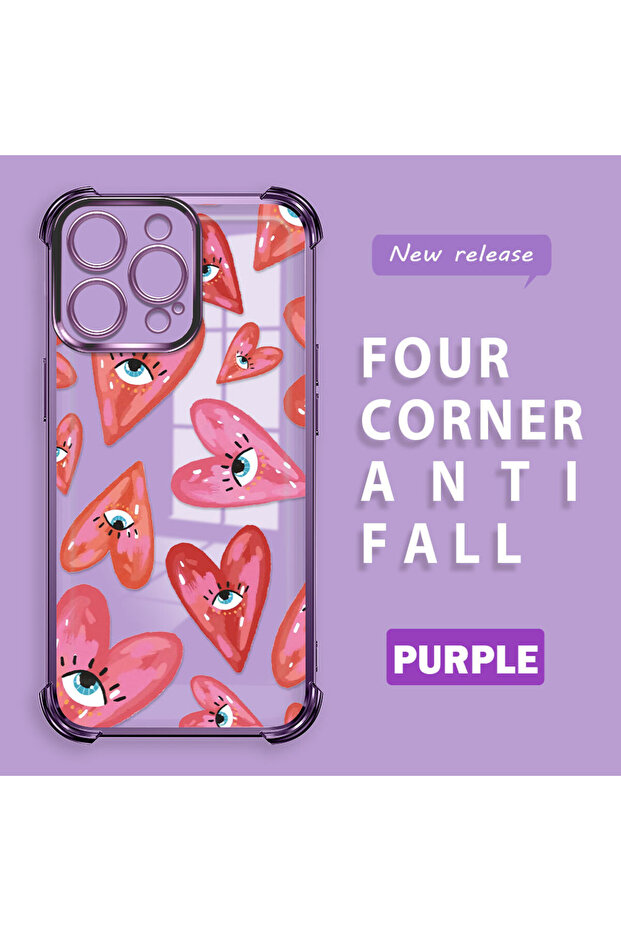 iPhone 15 Pro Compatible Transparent Silicone Flutter Protective Case Evil Eye Pattern - 1