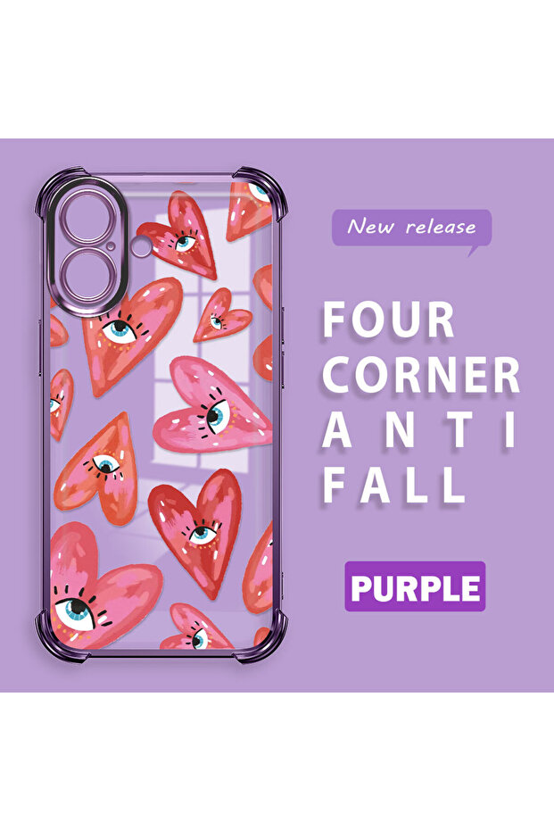 غطاء حماية شفاف من السيليكون متوافق مع آيفون 16 بنمط العين الشريرة - 1