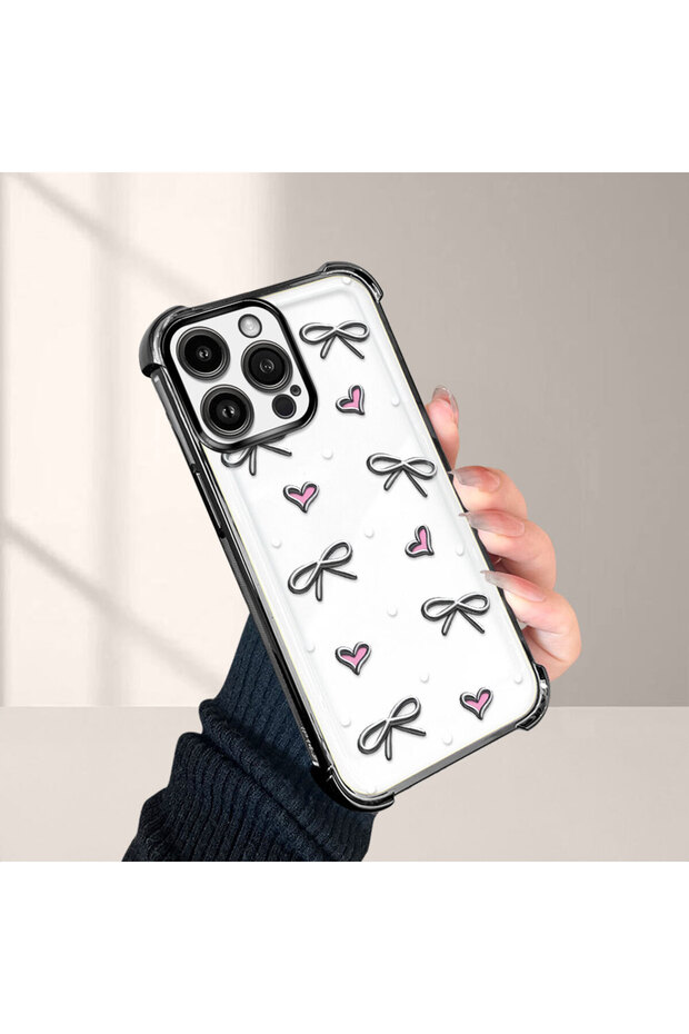 حافظة واقية من السيليكون الشفاف المتوافقة مع هاتف iPhone 14 Pro Max بأنماط قلب - 4