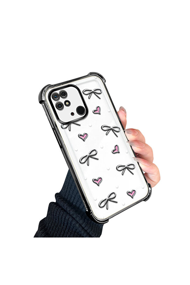 حافظة حماية من السيليكون الشفاف المتوافقة مع هاتف Xiaomi Redmi 10C بأنماط قلب - 2