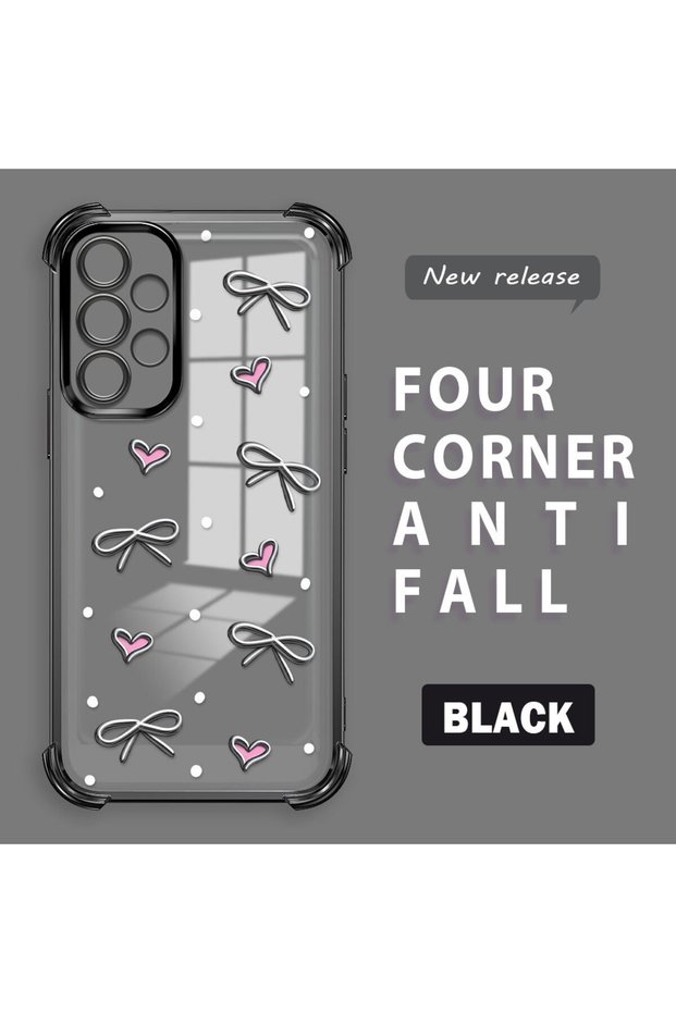 Samsung Galaxy A32 Compatible Transparent Silicone Flutter Protective Case Heart Patterns