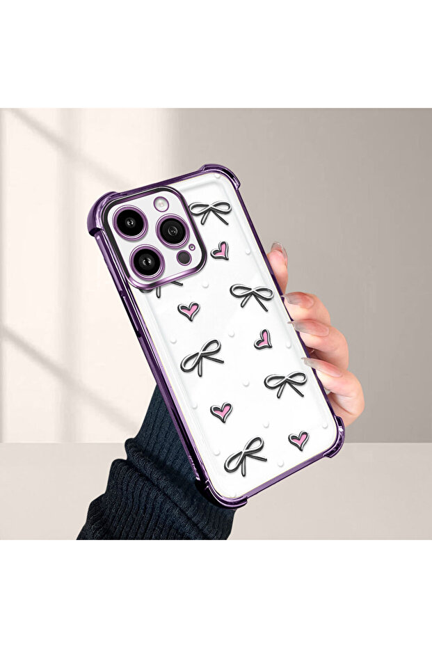 حافظة واقية من السيليكون الشفاف المتوافقة مع هاتف iPhone 14 Pro بأنماط قلب - 4