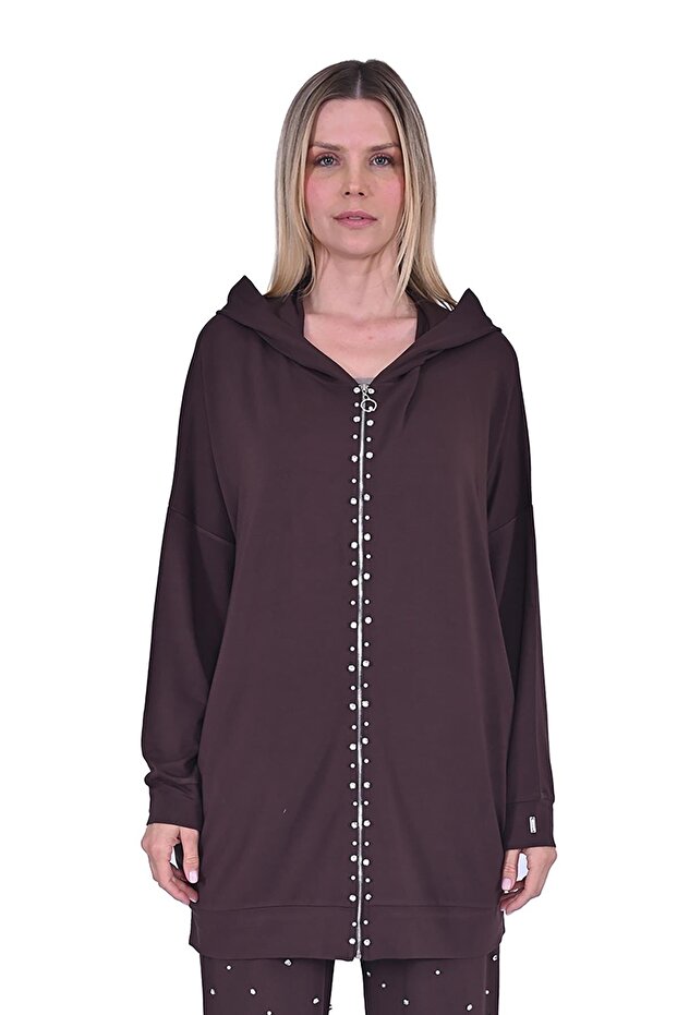 تونيك مرصع بالحجارة بني اللون - 2