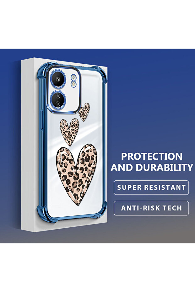 Xiaomi Poco C65 Compatible Transparent Silicone Flutter Protective Case Leopard Patterns - 4