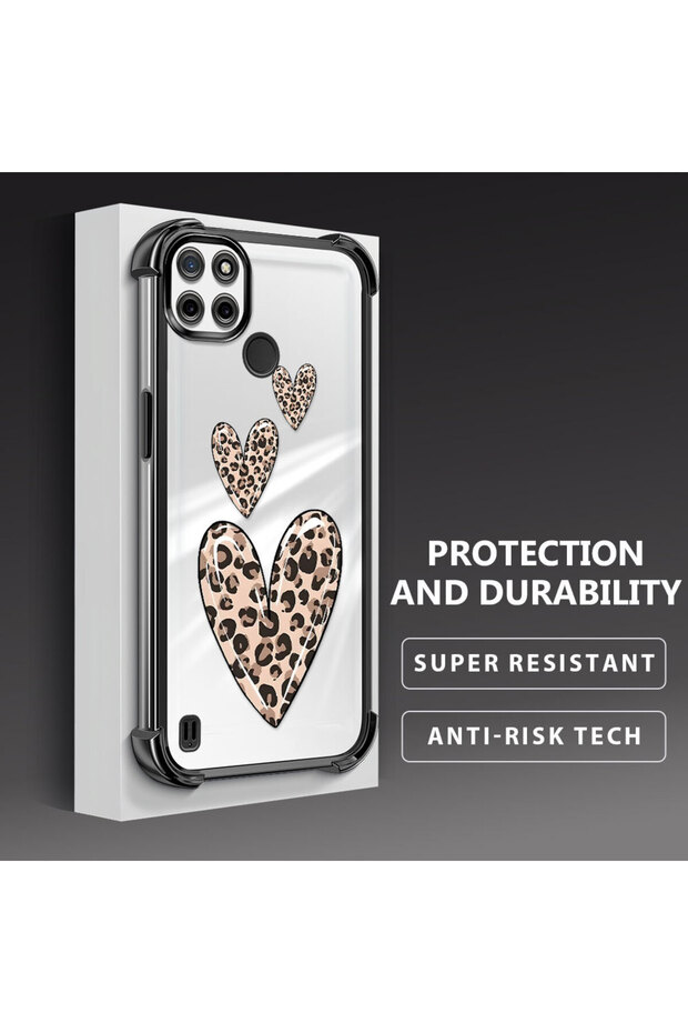 حافظة واقية من السيليكون الشفاف المتوافقة مع Realme C21Y/C25Y بأنماط الفهد - 4