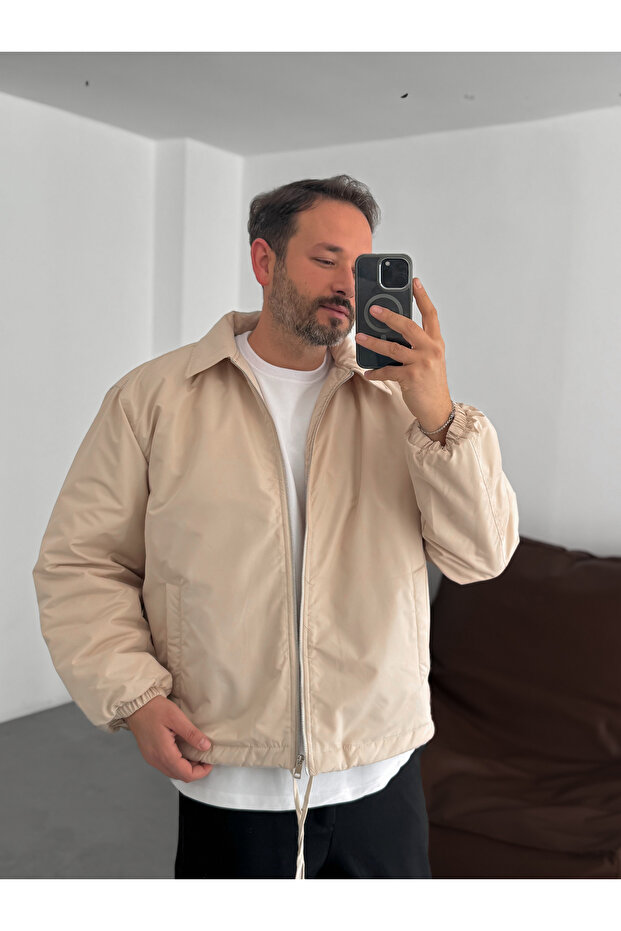 Bej Oversize Mevsimlik Mont LNS-50684 - 5