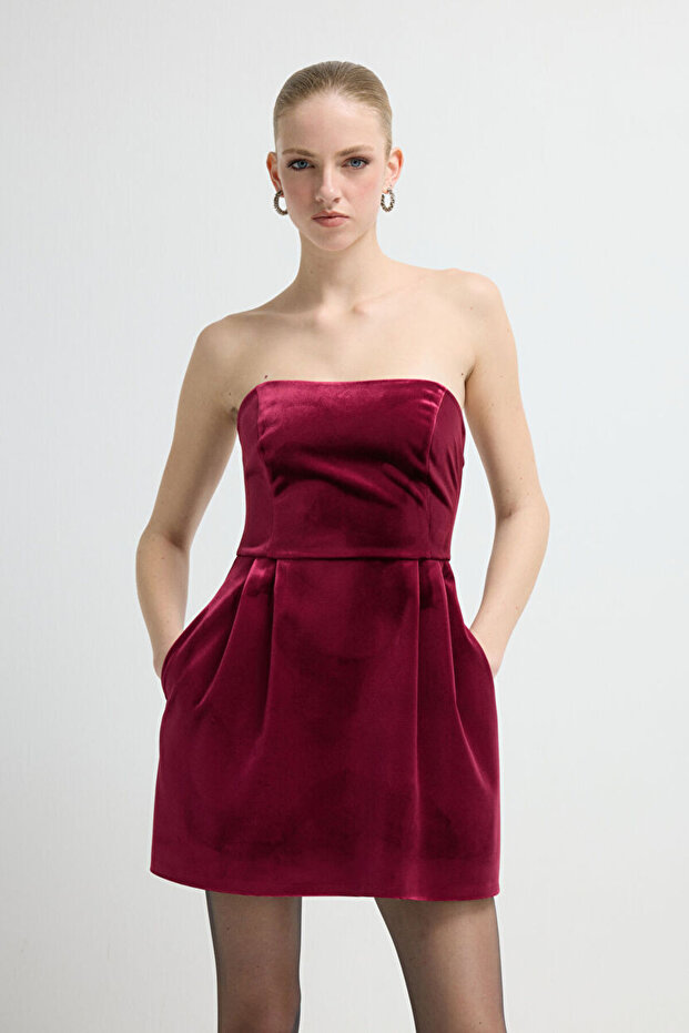 Straplez Mini Elbise - 2