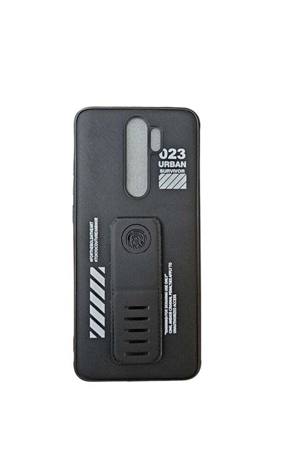 Leather Premium Case Cover Redmi Note 8 Pro With kickstand Black/Clear