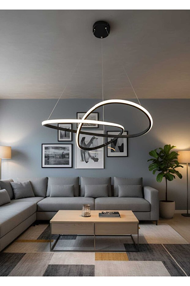 Modern Kar Çiçeği 2'li Halka LED Sarkıt Avize - 3