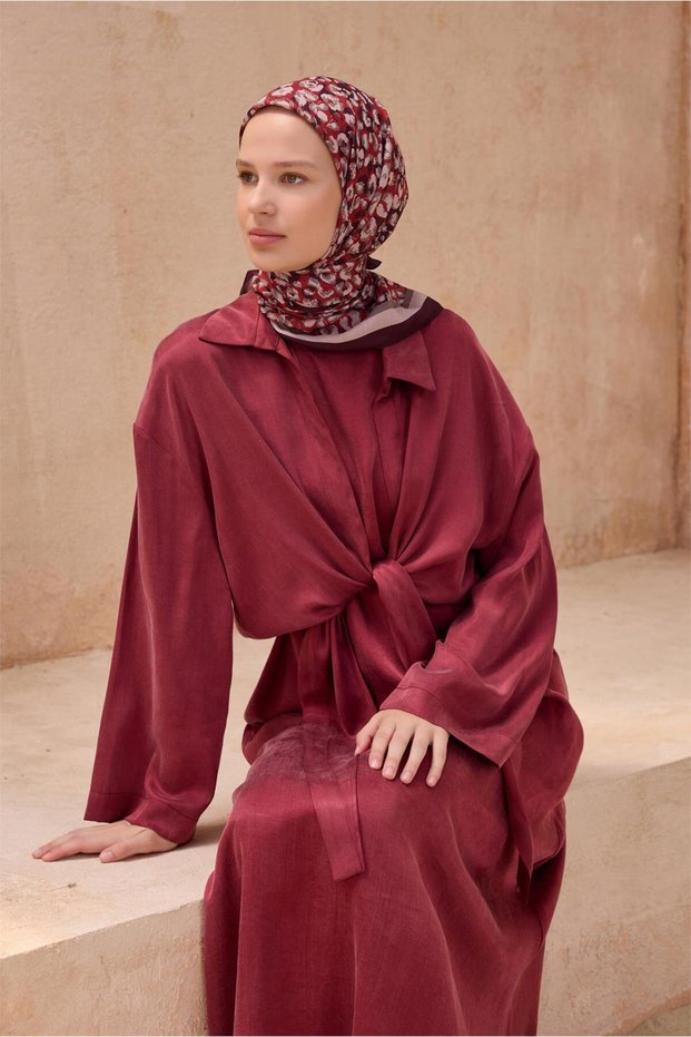 Leopar Desen Bordo Premium Soft Eşarp 13 - 10