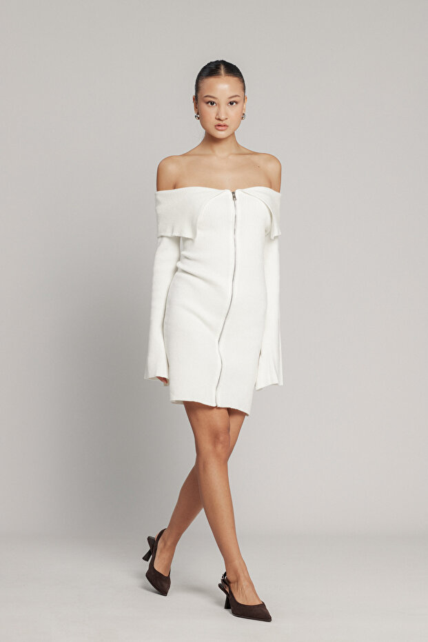 Madonna Collar Zipper Dress