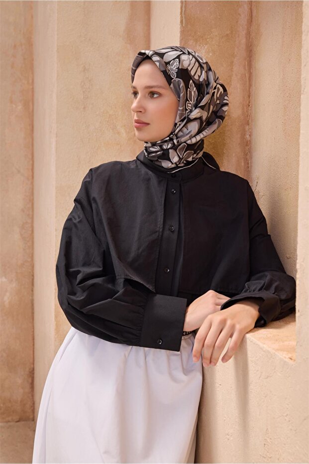 وشاح حريري بنقشة زهور 4114D تويل