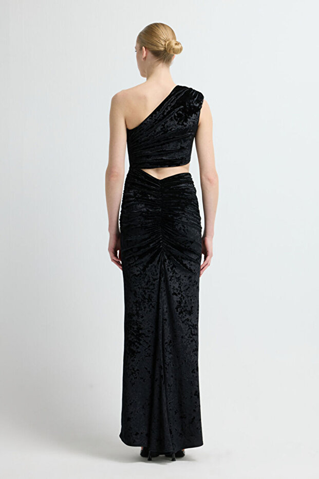 Tek Omuzlu Uzun Elbise - 5