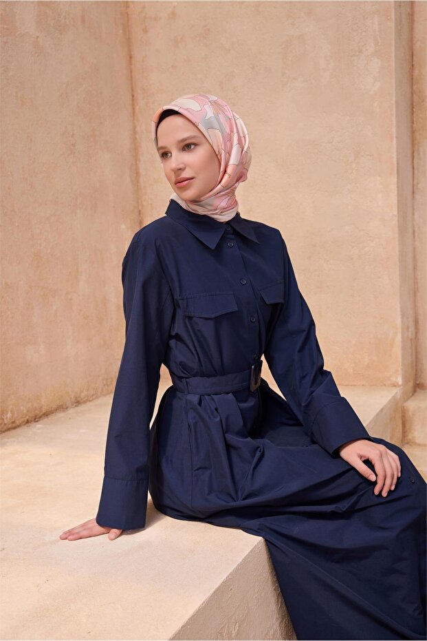 وشاح حريري بنقشة زهور 4100D تويل - 1