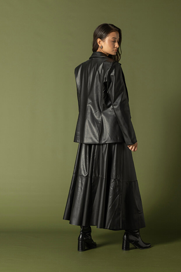 One button leather blazer - 3