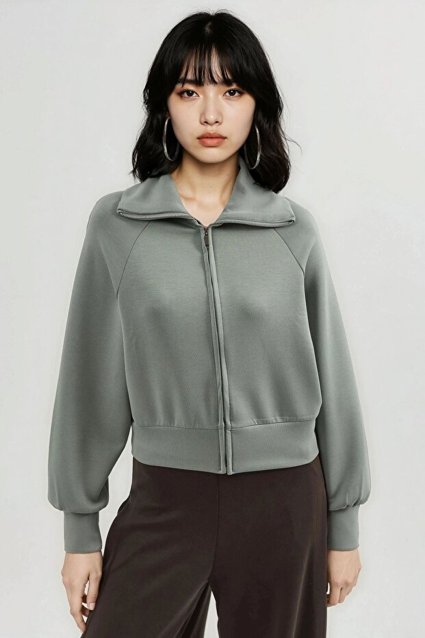 BUSEM Rahat Kesimli Fermuarlı Sweatshirt - 7