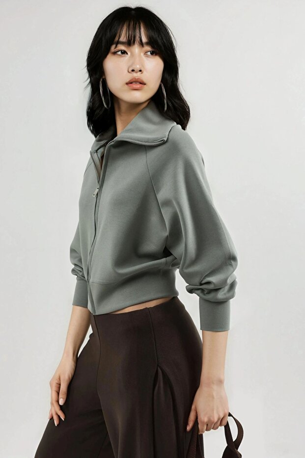 BUSEM Rahat Kesimli Fermuarlı Sweatshirt - 4