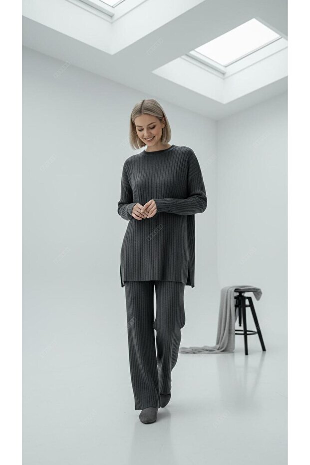 Ribbed Knit Winter Corded Fabric Double Suit