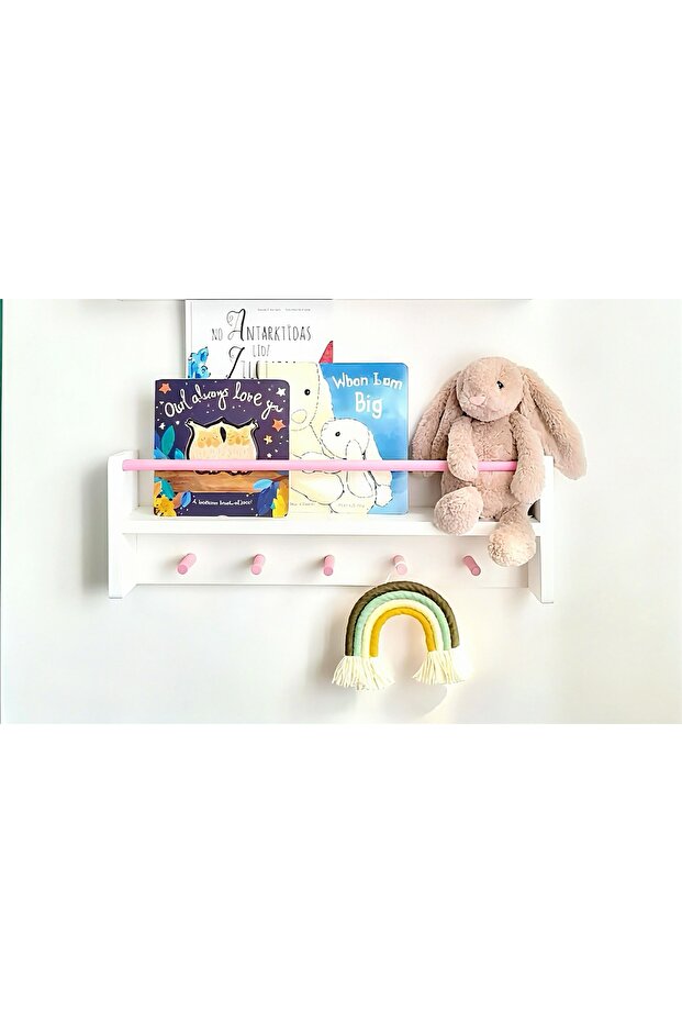 50 cm Mdf Montessori Shelf & Bookcase Pink Slat