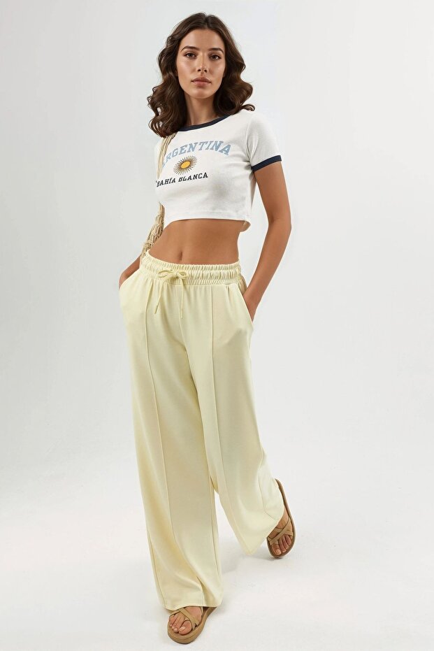 BUSEM Lastik Bel Düz Paça Pantolon - 6