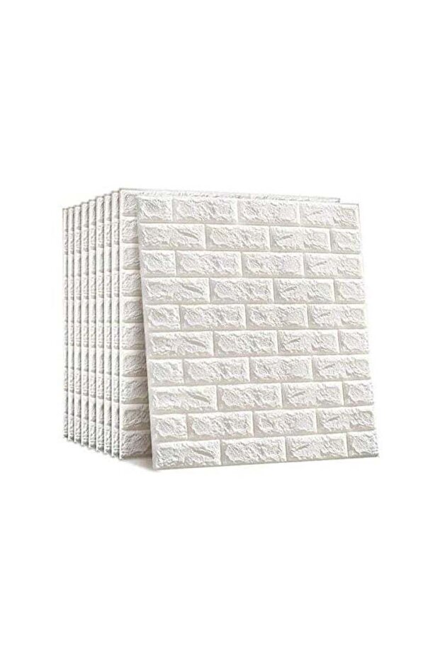 10 PCS Self-Adhesive 3D Wallpaper, DIY Waterproof White Brick Pattern Wall Stickers for Room