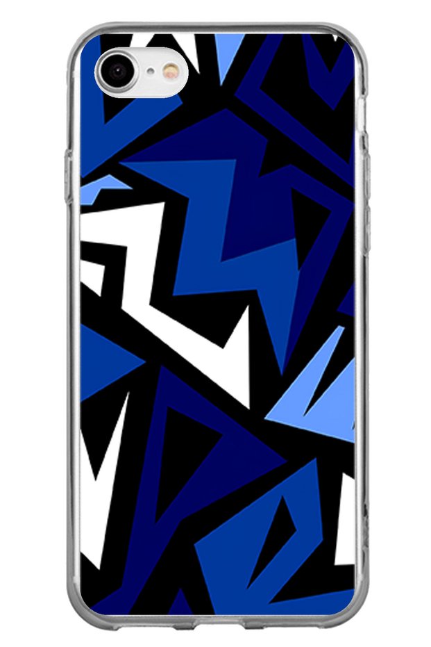 حافظة سيليكون حديثة متوافقة مع هاتف iPhone 6 - 6S ذات تصميم هندسي أزرق مطبوع