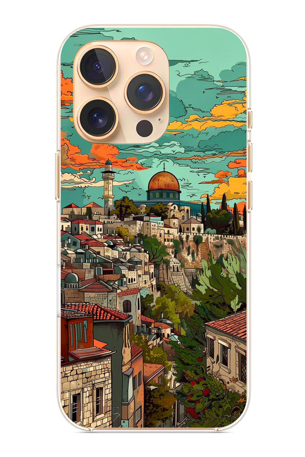 iPhone 16 Pro Compatible Free Palestine and Dome of the Rock Printed Silicone Case