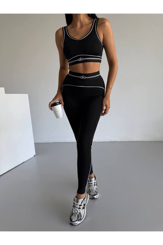 Women's Airbrush High-Waist Heart Throb Legging - Yoga Pilates Fitness Shaping / Sculpting Bra Tayt Set