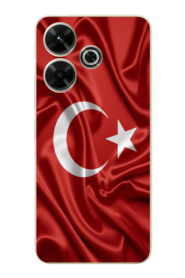 حافظة سيليكون متوافقة مع Redmi 13 بعلم تركيا مطبوع - 1