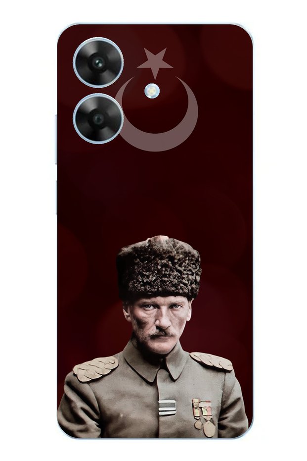 حافظة سيليكون متوافقة مع هاتف Realme Note 60 Moon Star and Commander Ataturk مطبوع