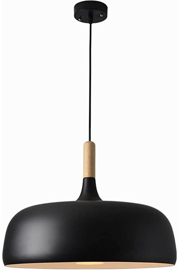 MS Nordic Style Chandelier – Gray Matte Pendant Light with Wooden Handle