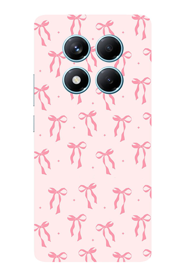 حافظة سيليكون مطبوع متوافقة مع هاتف Redmi Note 14 PRO 4G بنمط فيونكة وردية ناعمة - 1