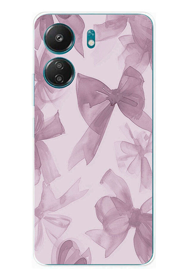 Redmi 13C Compatible Violet Tone Bow Printed Silicone Case - 1