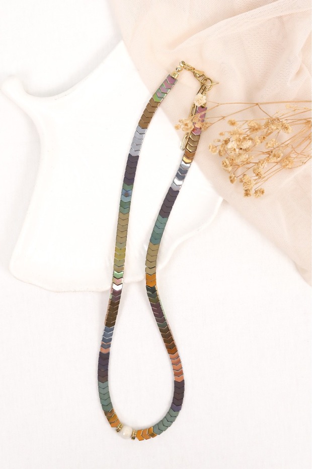 Hematit&İnci Kolye - 5