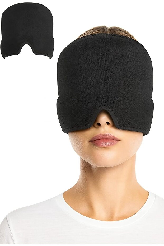 Gel Filled Headband Cold Compress Eye Mask Therapy Band, Black