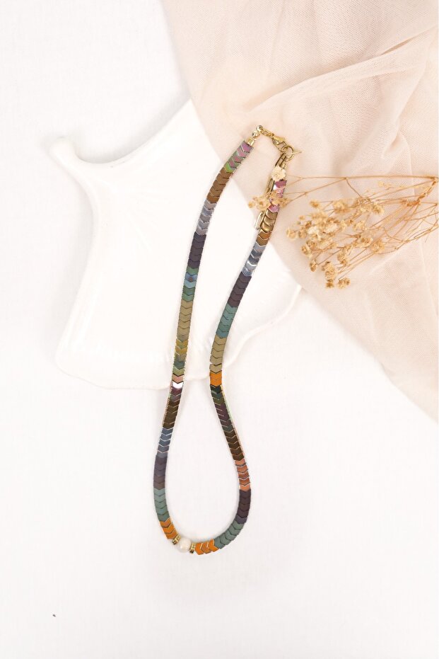 Hematit&İnci Kolye - 4