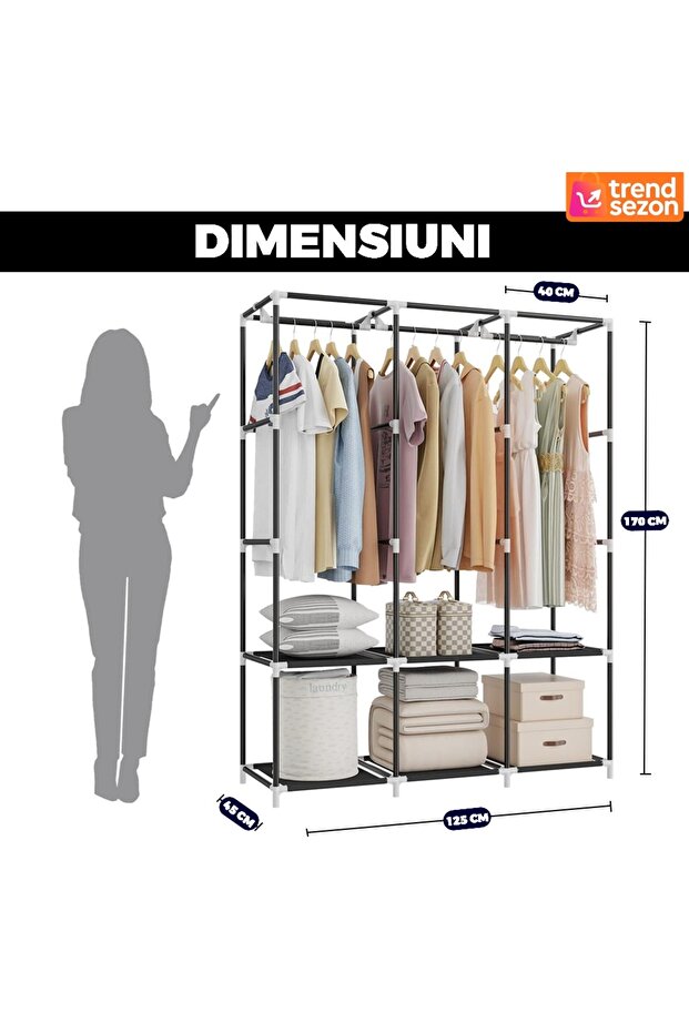 Dulap textil negru - 7