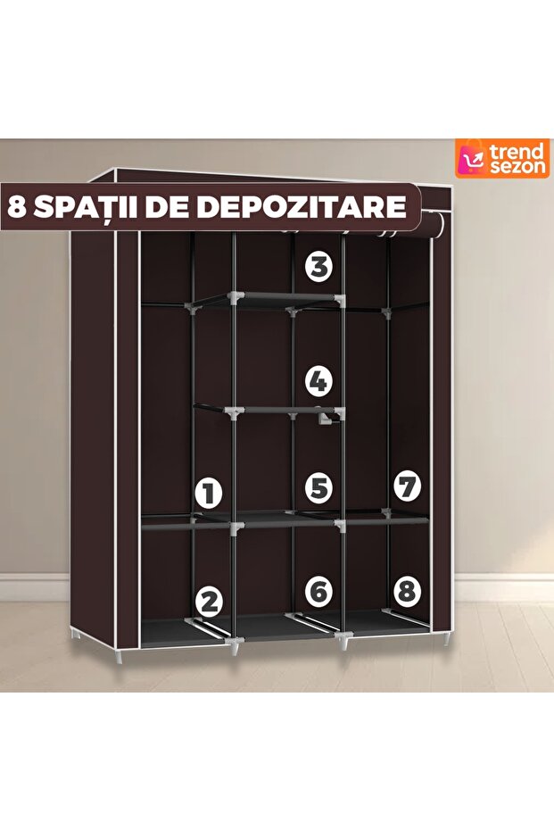 Brown Textile Wardrobe - 4