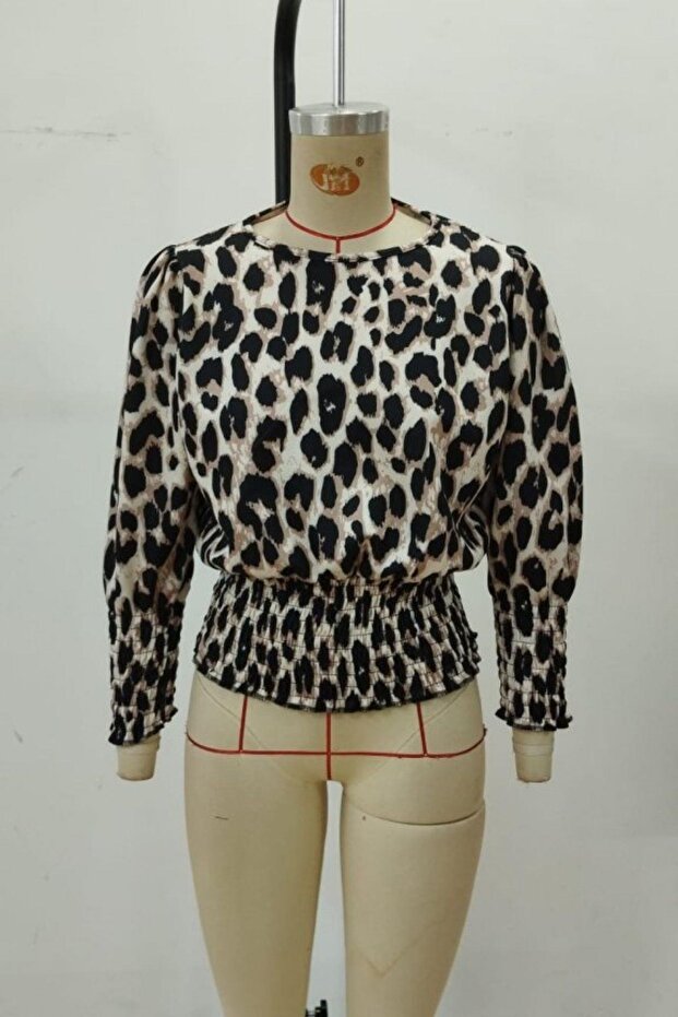 بلوزة مودال بياقة دائرية ونقشة الفهد - نمط الفهد - 4