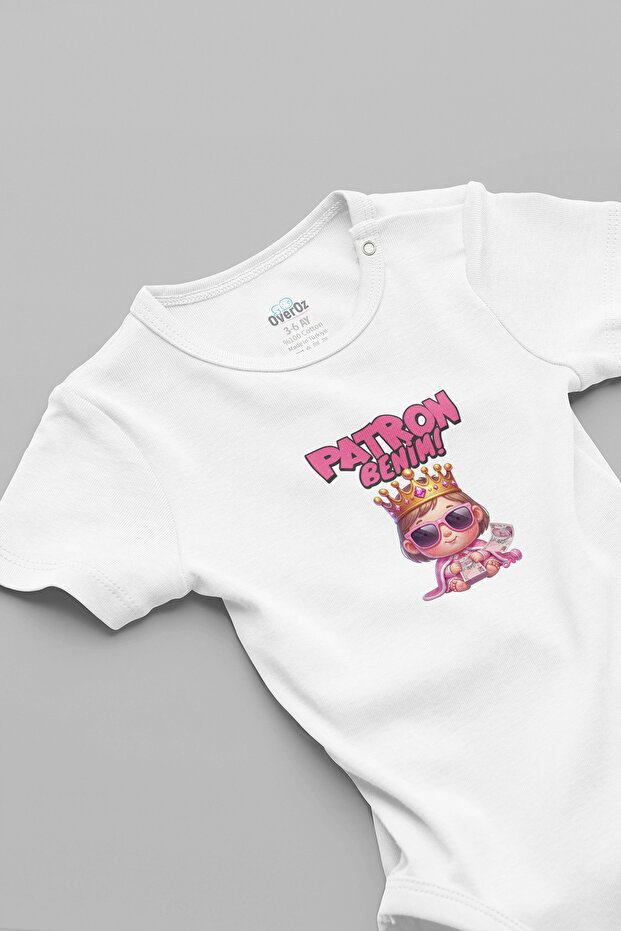 Patron Benim Printed Baby Bodysuit with Snap Fasteners Badi Zıbın Jumpsuit 5945