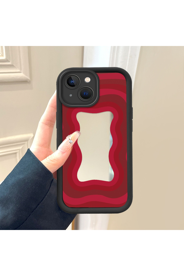 iPhone 15 Compatible Drop-Proof Black Silicone Case with Mirror Surface - 3