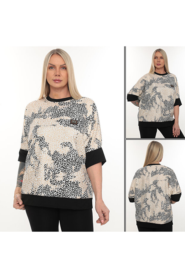 فيسكوز منقوش برقبة دائرية - 3