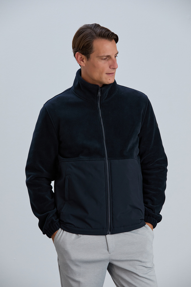 Men's coat men's fleece fabric panelled coat